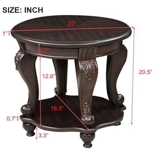 Farmhouse Coffee Table Set of 3 with Open Shelf - Living Room Espresso