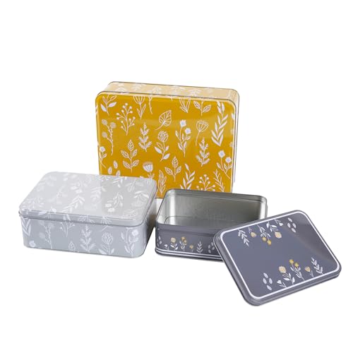SiXsigma Sports Set of 3 Round Nesting Cake Storage Tins - Airtight Containers for Cakes, Biscuits & Sweets in Large, Medium & Small Sizes - Ideal Mother's Day Gifts for Kitchen (Retro Meadow) - Image 3