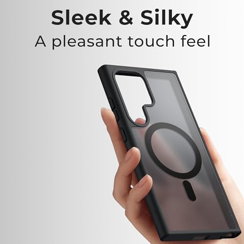 Image of Glassology Case for Samsung Galaxy S25 Ultra Frosted Magnetic Case - Matte Translucent TPU+PC Shockproof & Anti-Scratch Phone Cover with N52 Magnet (Black, Samsung Galaxy S24 Ultra)