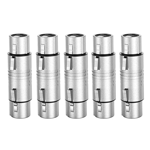 CableCreation XLR Female to Female, [5-Pack] XLR 3 Pin Female to 3 Pin Female Microphone Line Adapter