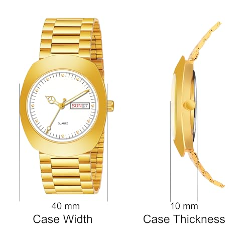Image of Shocknshop Analog Round Day & Date Functioning Gold Stainless Steel Wrist Watch for Men Boys -WCH142
