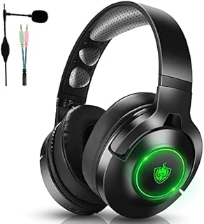 Wireless Over Ear Headphones, PC Gaming Headset for PS4 PS5 PC Xbox One 3.5mm, with Noise-Canceling Mic & 7.1 Stereo Sound, Bluetooth Earphones only for Music/Movie/Travel/Work, up to 40h (Green)