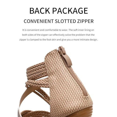 WOJWSKI Women's Flat Sandal Flip Flops Open Toe Strap Zipper Back Flatform Wedge Sandals Beach Summer Shoes3