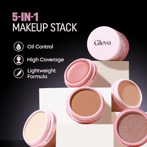Gleva 5 In 1 Makeup stack WIth Concealer, Bronzer, Blusher, Compact & Highlighter Smooth & Blendable Formula - Travel Friendly, Quick & Easy to Use (Medium) - Image 3