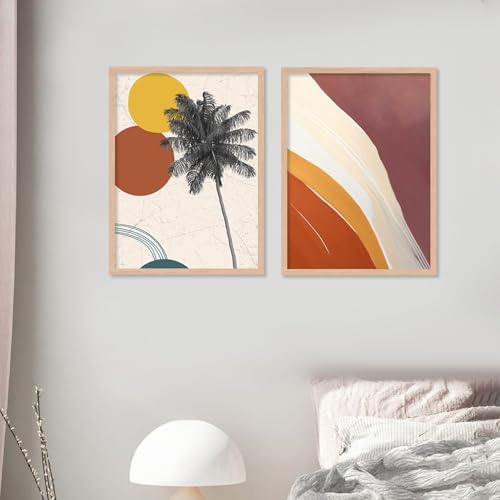 Image of kotart Minimal Colorful Abstract Modern Art Wall Painting with Frame for Living Room Bedroom Hall Office - Framed Painting for Wall Decoration - Wall Decor for Home - Set of 4 (Art 7, 13X17 inch)