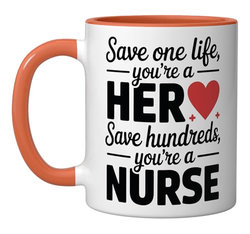 Taza Cerámica para Enfermera 11 Onzas Naranja/Blanco miniatura 1