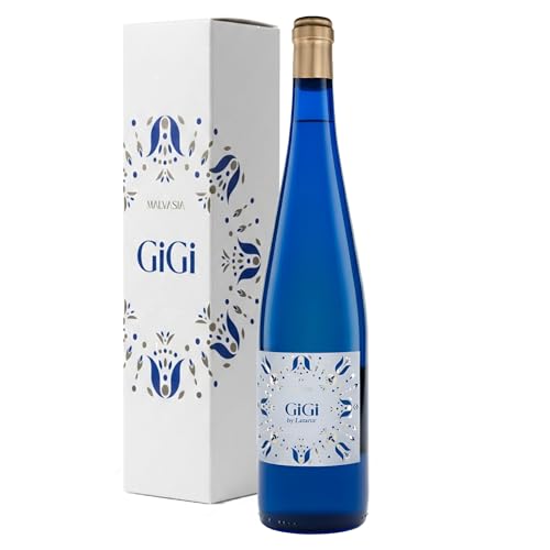 GiGi by Latarce | Vino Blanco 100% Malvasía Castellana | Botella Cielo de 75cl con Estuche | Ideal para Regalo