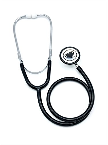 Wyltec Acoustica Deluxe Lightweight Dual Head Stethoscope - Latex Free - External Spring binaural, Rimmed Non-chill Rings, and Quality Diaphragm - (Black)