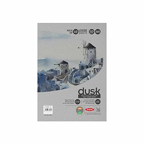 Image of Anupam Dusk Grey Toned Paper - Acid Free - Cold Press Paper - 10 Loose Sheet - 225 GSM - A4