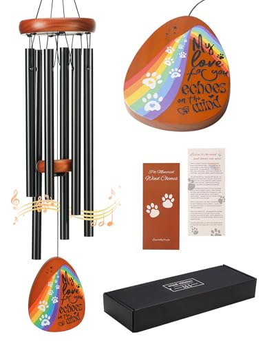 Dog Memorial Gifts for Loss of Dog, Pet Memorial Gifts for Dog,Pet Memorial Wind Chimes for Loss Dog,Loss of Dog Sympathy Gift Personalized Wind Chime with Rainbow Bridge for Outside Garden Patio