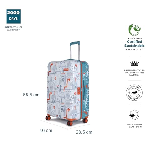 uppercase JFK Duo (Medium) 66cm | Hardsided Check-in Trolley Bag for travel |Eco Polycarbonate Luggage|Combination Lock|8 Spinner Wheel Suitcase for Men &Women|Dual Tone(White & Teal Blue) - Image 7