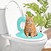 Cat Toilet Seat Training Kit,Removable Pet Toilet Training System,Washable Cleaning Pad for Cats,Reusable Plastic Trainer for Pet Cleaning,Portable Trainer for Home Pet Shop Pet Care (Blue)