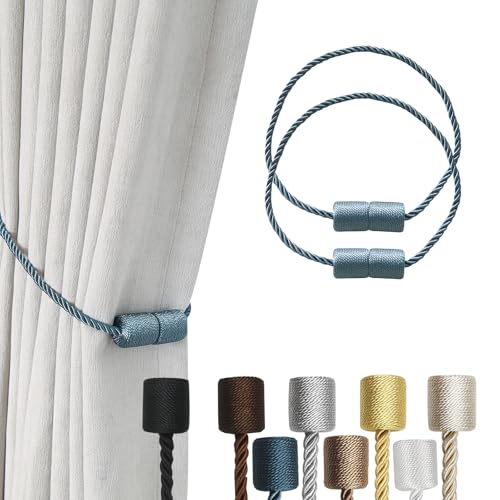 カーテンタッセル マグネット ふさかけ カーテン留め飾り 磁気 カーテンクリップ 強力 磁石 2個セット(ネイビー)