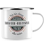 JUNIWORDS Emaille-Tasse, Ich bin dieser legendäre Theater-Regisseur, von dem alle reden, Silberner Tassenrand (5071357)