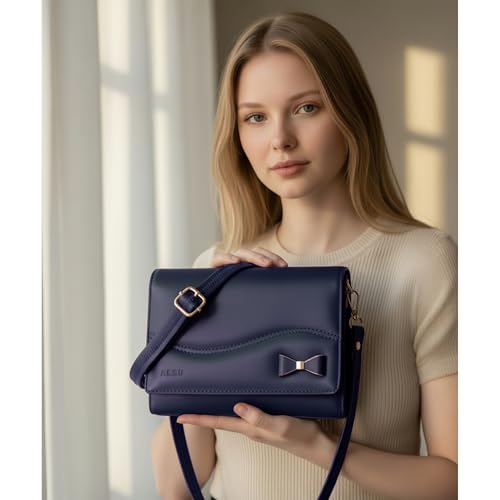 Image of ALSU Women's Sling Bag | Cross body bag| Side bag| Credit car slots| zipper pockets| detachable straps| adjustable straps| daily use| phone pockets