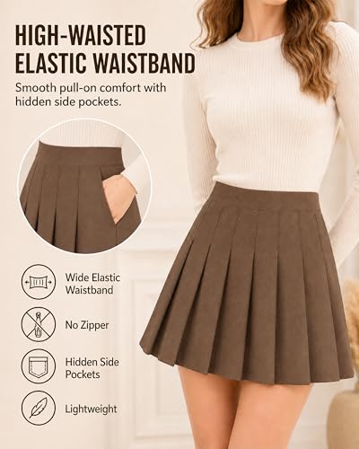 Image of Shestellar Pleated Skirts for Women High Waist A-Line Mini Tennis Skater Skirt Casual Basic School Uniform Cheerleader