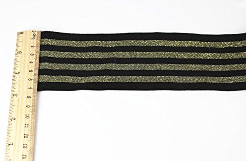 10yards 72mm Elastic Stretch Black Gold Ribbon Scrapbooking Lace Trim Webbing Tape Band Embellishment Trimming Sewing Supplies T1119