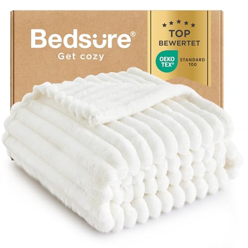 BEDSURE Kuscheldecke - Wolldecke & Fleecedecke, Sofadecke, Weiche Warme Grobe Korddecke für Zimmer Deko, Wohn- & Kuscheldecken, Tagesdecke,...
