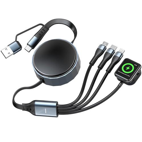 Retractable Travel Multi Charging Cable for Apple Watch Charger, 100W 4 in 2 Retractable Car Charger...