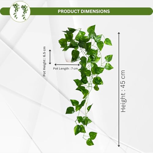 Image of WYTE ORIGIN Artificial Plants with Pot Leaves Hanging Ivy Garlands Plant Greenery Vine for Home Decor - Perfect for Home and Office Decoration (Green Leaves 2)