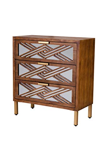 Cozayh 3-Drawer Accent Dresser With Mirror Fronts, Modern Farmhouse Accent Chest Clean-Lined Silhouette #TOP6
