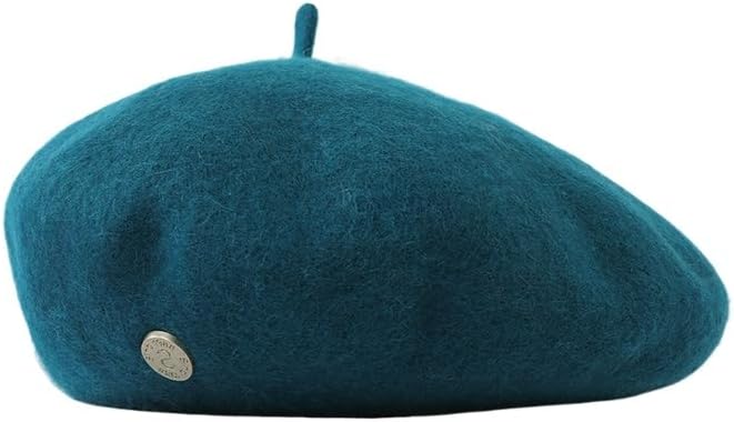 Woolen Beret, Vintage Women's Autumn and Winter, high-end Fashion, Versatile Painter's hat (Blue)