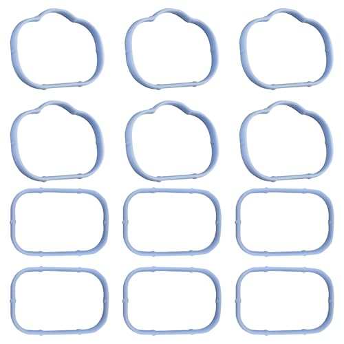 Image of 12PCS Intake Manifold Gasket for Manifold Connection,Upper & Low Intake Plenum Gasket OEM#5184331AC 5184562AC,Intake Manifold Gasket Set Compatible with Jeep Chrysler Dodge, Light Blue
