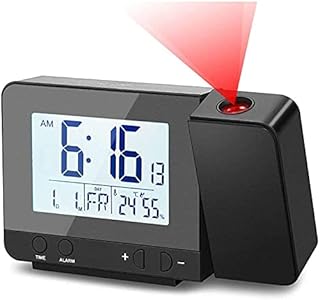 Projection Alarm Clock, Digital Projection with Temperature Time Internal Humidity, USB Powered