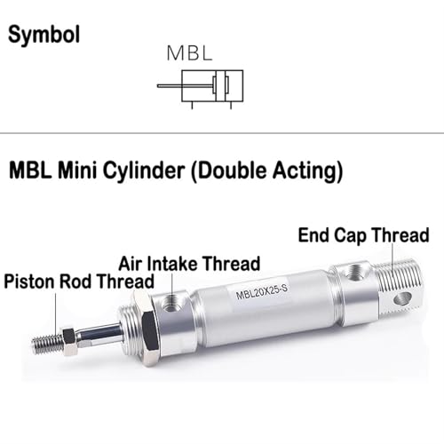 Mini cylindre pneumatique double effet MBL25 course 50mm avec fixation CA - 4