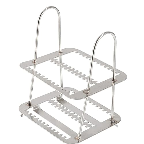 TopHomer 26 Positions Stainless Steel Microscope Glass Slide Holders, Staining Slides Rack for Laboratory Research Easy to Use