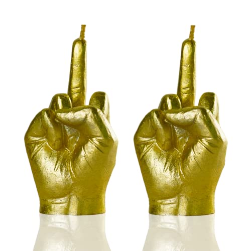 LPUSA 2 Pieces Middle Finger Candles Danish Pastel Room Aesthetic Aromatherapy Natural Soy Wax Decorative Candle for Bedroom Bathroom Wedding(Gold)