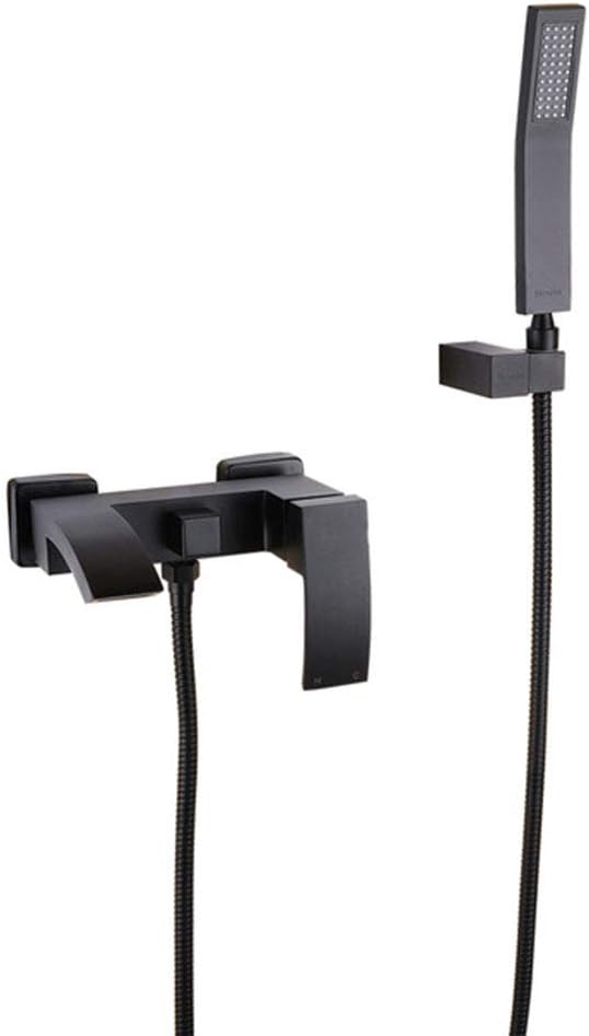 Hot and Cold Water Bath Faucet Wall Mounted Brass Black Bathtub Shower