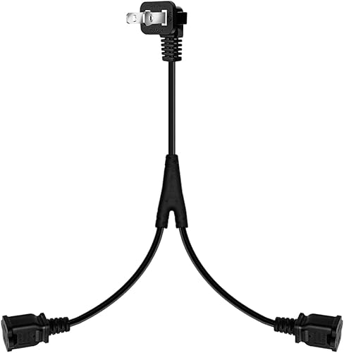 Miniatura 7 de Cable divisor Nema 1-15P a Dual Nema 1-15R polarizado, cable de alimentación macho y hembra de 2 clavijas CA de EE. UU. SPT2 18AWG 10A125V (recto 5