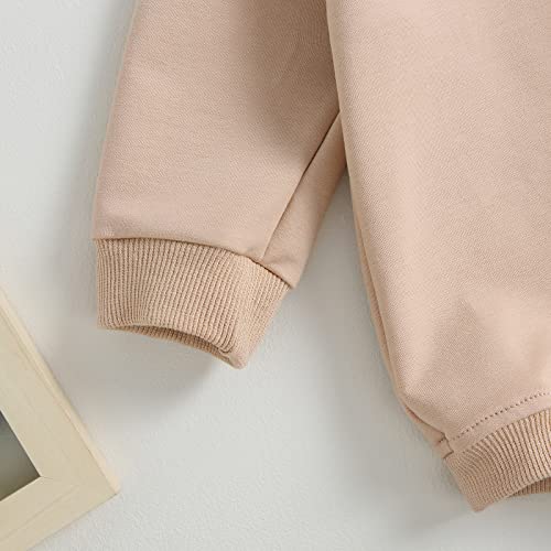 Moreeluck Little Love Baby Boy Girl Fall Outfit Long Sleeve Crewneck Sweatshirt Romper Unisex Baby Romper Sweater Tops Clothes (A Beige, 0-3 Months) #TOP6