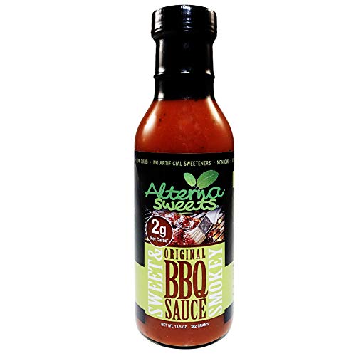 AlternaSweets Sweet & Smokey BBQ Sauce - 13.5 oz - Stevia Sweetened - Low Carb - KETO/Paleo/Atkins/Diabetic Friendly - Non GMO - Gluten Free
