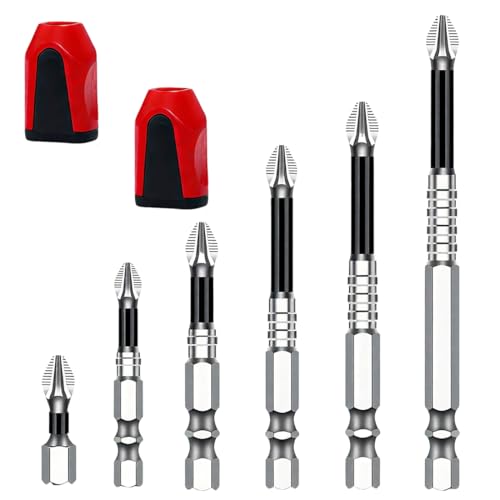 6 Pezzi High Magnetic Screwdriver Drill Bit Set, Magnetiche per Cacciavite in Acciaio Set da Inserti per Avvitatore Professionali, 25/50/65/70/90/100Cm con due magnetizzatori