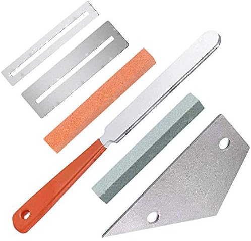 Guitar Luthier Tool Kit Fret Leveling Kit, Included 1 Pcs Guitar Fret Crowning Luthier File, 1 Pcs Stainless Steel Fret Rocker, 2 Pcs Fingerboard Guards Protectors and 2 Grinding Stone