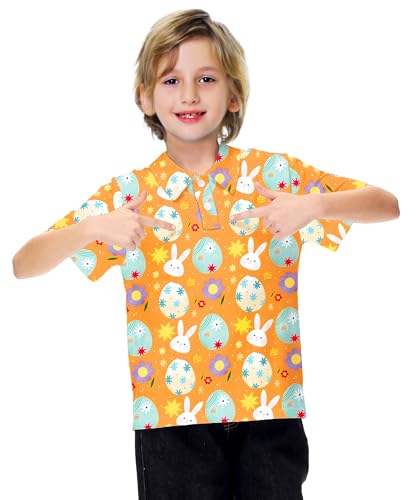 Image of AOBUTE Kids 4th of July Polo American Flag Short Sleeve Button Down Shirts Tops 3-14 Years