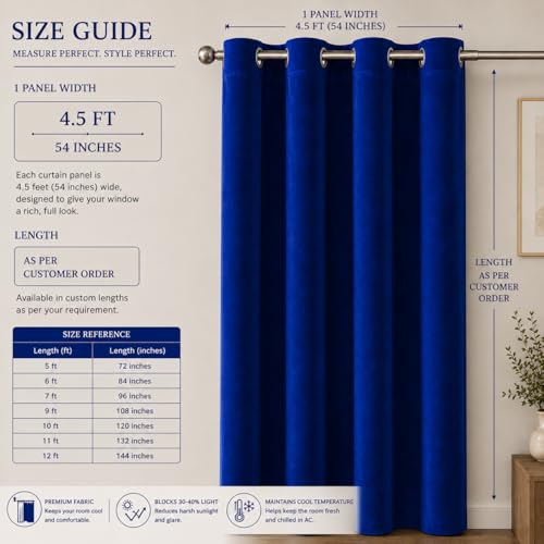 Image of Velvet Curtains | Heavy Soft Premium Velvet Drapes for Bedroom and Living Room | Semi Light Blocking, Thermal Insulated and Noise Reducing Door Panels | 6 Feet, Set of 2 (Dark Blue)