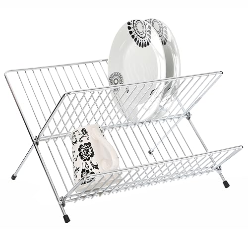 Premier Housewares Draining Board with Drip Tray Stainless Steel Cutlery Drainer Dish Drainer Rack Dish Rack Cutlery Drainer 22 X 33 X 32 Cm, Silver