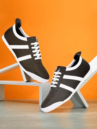 Image of baron scott Men's Casual Flat Sneakers | Faux Leather Lace-Up Shoes for Men | Lightweight TPR Sole with EVA Foam Insole | Comfortable Sneakers for Walking, Travel, Office & Casual Use