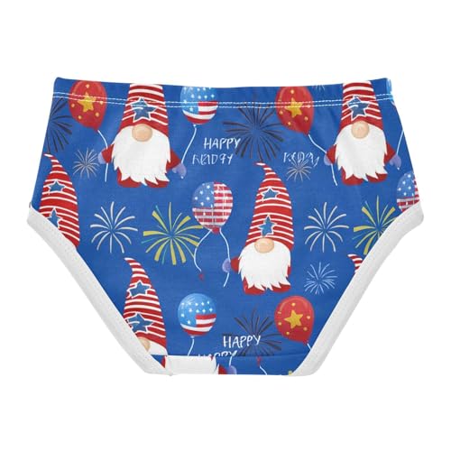 Cute Gnomes USA Flag Blue Panties Little Girl Toddler Underwear Custom Cotton Flower Briefs Underpants 2t2