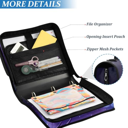 Image of Custom 3 Ring Zipper Binder Dragon Moon Personalized Name 1.5 Inch Binders Large Capacity Multi Pockets for School Office Supplies