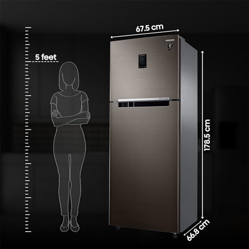 Image of Samsung 376L 2 Star Inverter Frost-Free Convertible 5 In 1 Curd Maestro Double Door Refrigerator Appliance (RT42C5C52DX /HL,Luxe Brown)