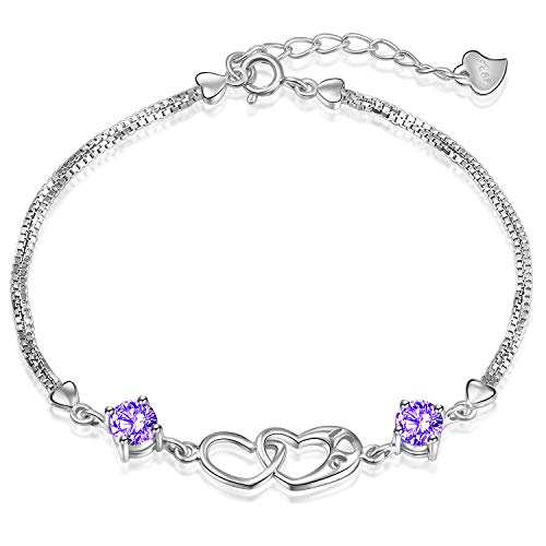 Preisvergleich Produktbild Ategazza Armband Herz 925 Sterling Silber Damen Armkette GB0614 (Lila)