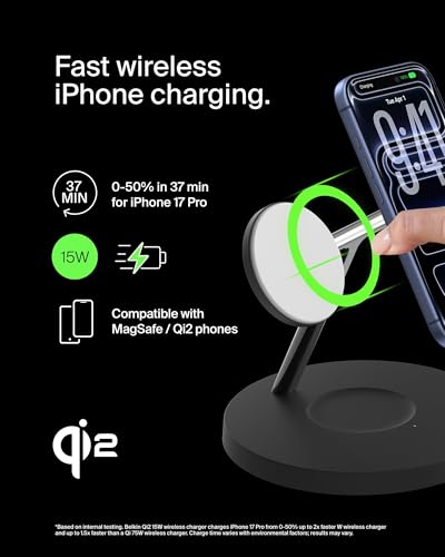 Belkin BoostCharge 3-in-1 MagSafe Charging Station (15W, iPhone/Watch/AirPods) — view 3