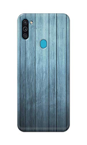 Image of Printed Hard Back Cover Case for Samsung Galaxy M11 | Samsung Galaxy A11 Back Cover (Wooden Blue) -702