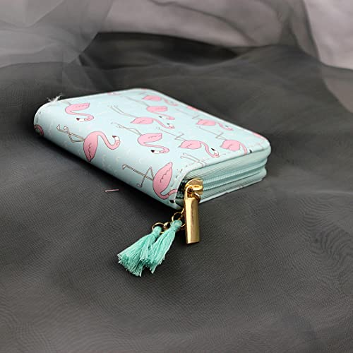 timlee Cute Rainbow Unicorn Design Short Wallets Pink Flamingo Wallet for Girls Flamingo Purse(Blue Flamingo)3