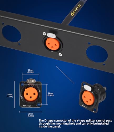 Image of XLR Pass Through Cable Splitter, 1 Female Panel Mount to 3 Male Connector Adapter Y Cable, Mic Feed /Pass Thru Converter for Stage Box, Patch Panel, Floor Box 2 feet(F D-Type to 3M)