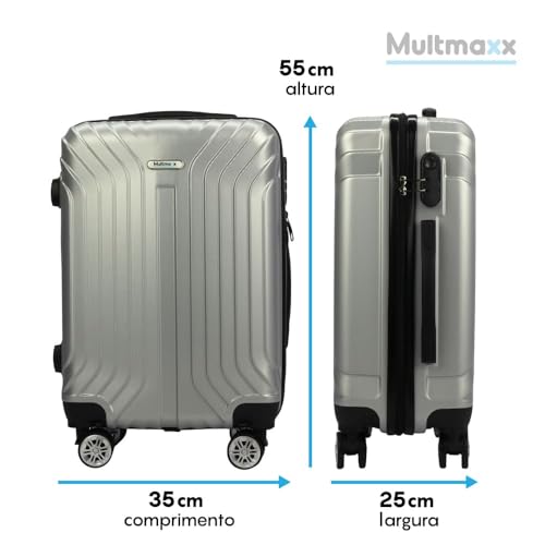 Mala de Viagem de Bordo Pequena 10Kg em ABS Rodinhas 360º Multmaxx (Prata)